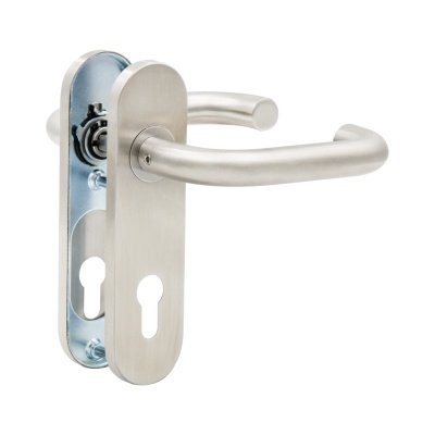 Комплект ручек Pure 8100 для сплошных дверей на  цельной планке, шток 9х140 мм, нержавеющая сталь